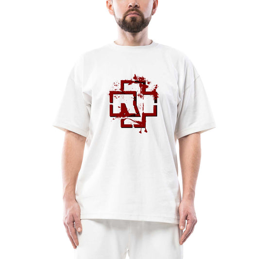 Rammstein Logo 4 Oversize Beyaz Tişört
