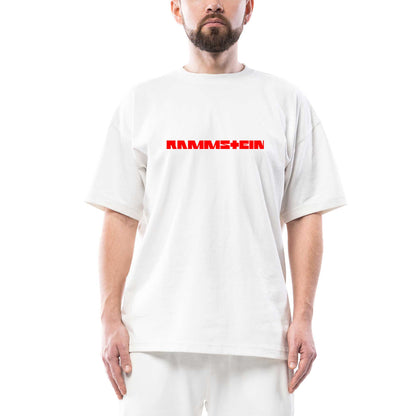 Rammstein Text Red Oversize Beyaz Tişört