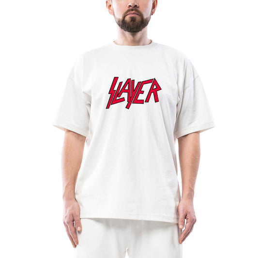Slayer Logo Classic Oversize Beyaz Tişört