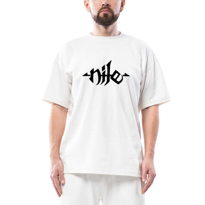 Nile Logo Oversize Beyaz Tişört