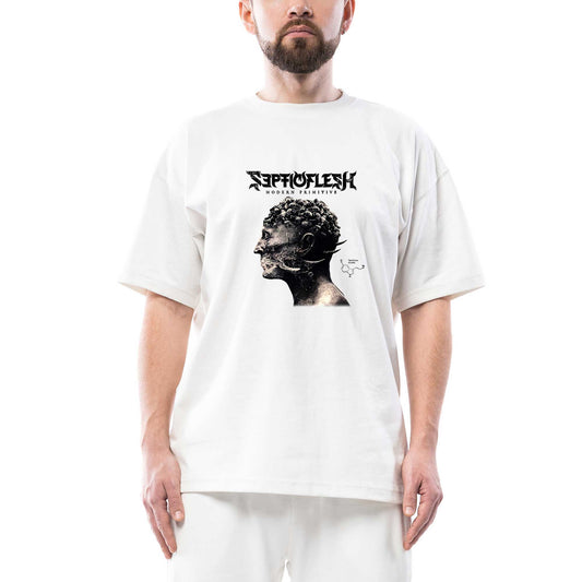 Septicflesh Modern Primitive Oversize Beyaz Tişört