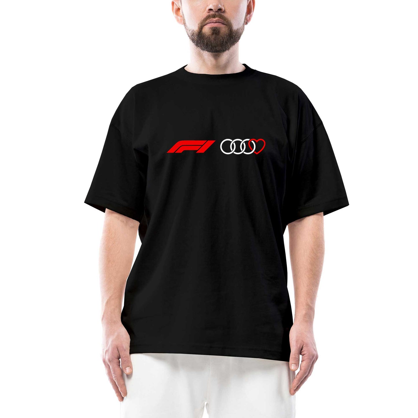 F1 Audi Love Oversize Siyah Tişört