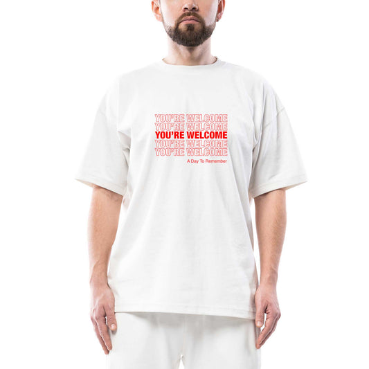 A Day Remember You Are Welcome Type Oversize Beyaz Tişört