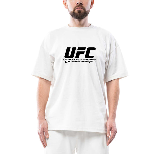 UFC Logo Ultimate Championship Oversize Beyaz Tişört