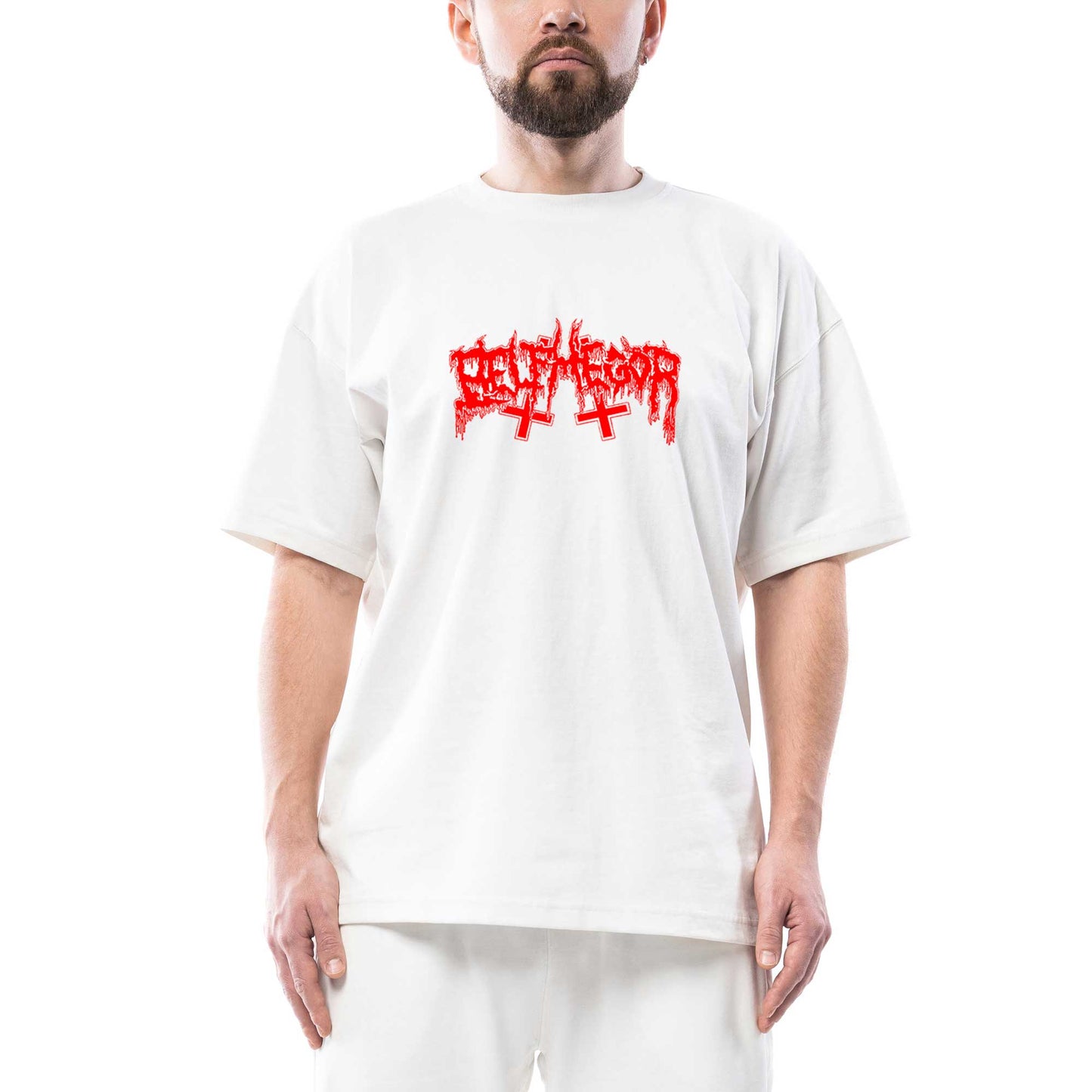 Belphegor Logo Oversize Beyaz Tişört