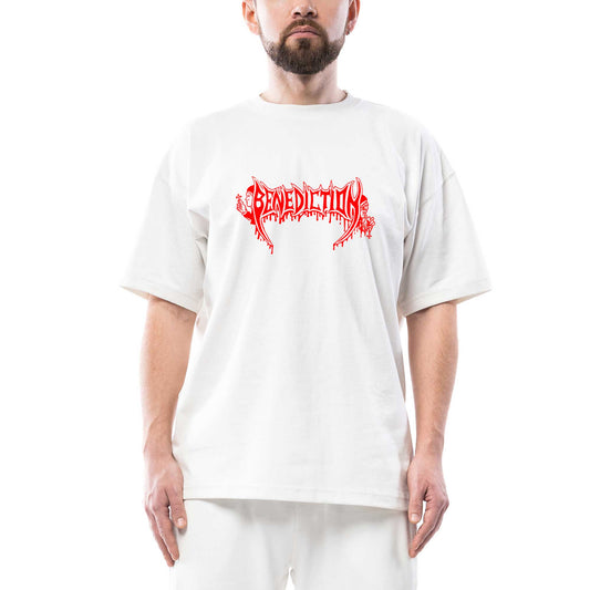Benediction Red Oversize Beyaz Tişört