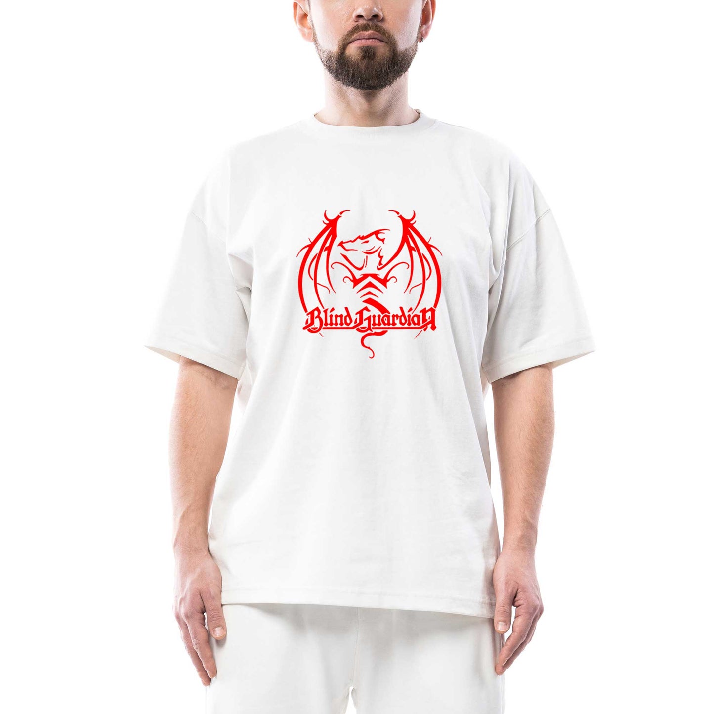 Blind Guardian Dragon Red Oversize Beyaz Tişört