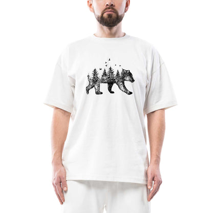 Bear Forest Oversize Beyaz Tişört