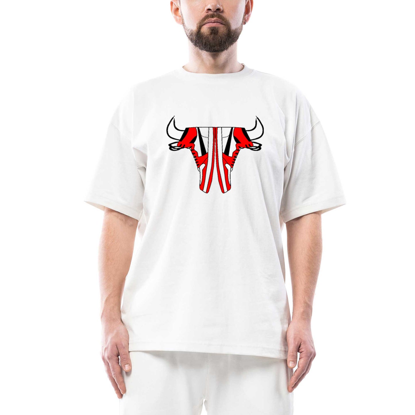 Chicago Bulls Shoes Oversize Beyaz Tişört
