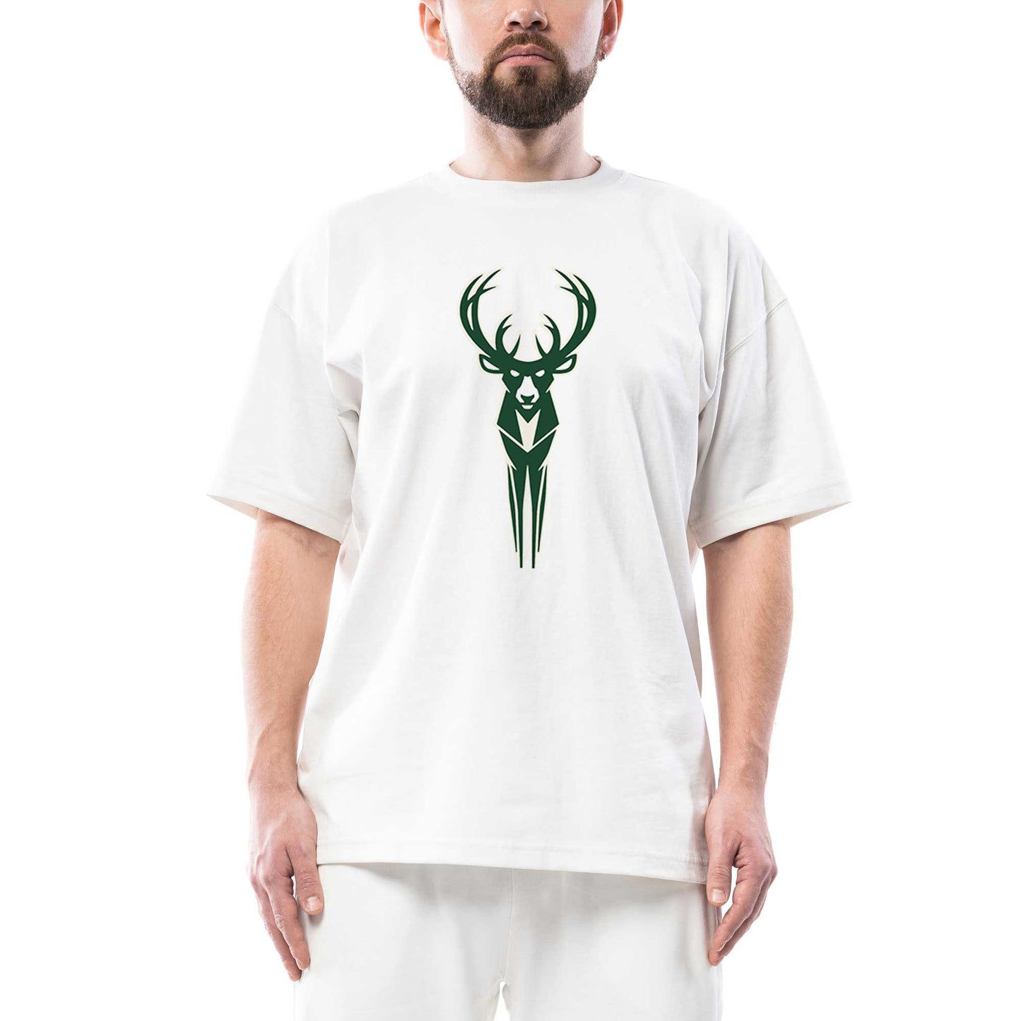 Milwaukee Bucks Logo Oversize Beyaz Tişört