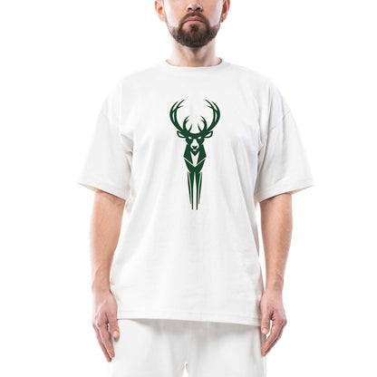 Milwaukee Bucks Logo Oversize Beyaz Tişört