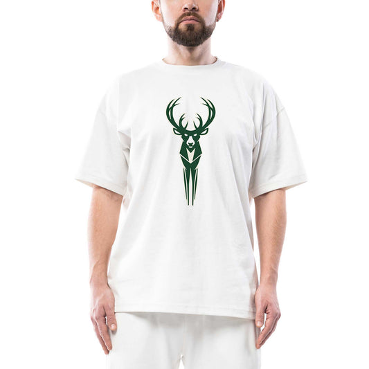Milwaukee Bucks Logo Oversize Beyaz Tişört