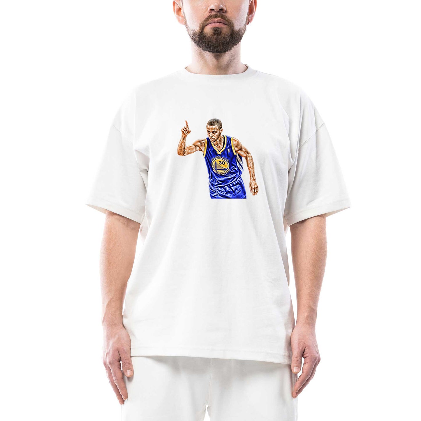 Stephen Curry 30 Warriors Oversize Beyaz Tişört