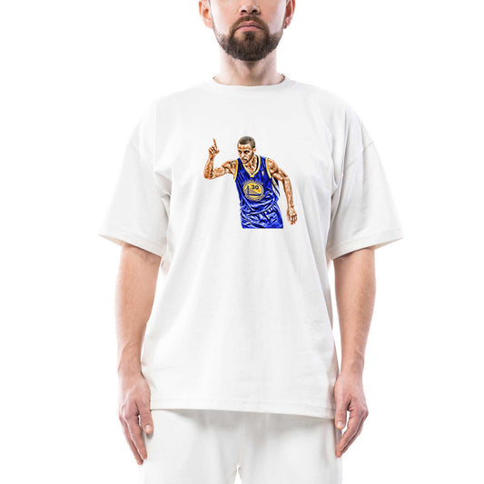 Stephen Curry 30 Warriors Oversize Beyaz Tişört