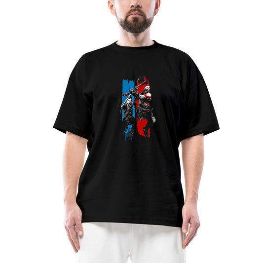 God Of War Atreus Kratos Family Oversize Siyah Tişört