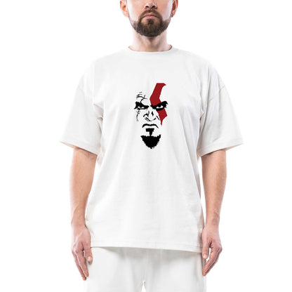 God Of War Kratos Face Oversize Beyaz Tişört