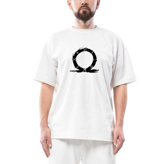 God Of War Ragnarok Omega Oversize Beyaz Tişört