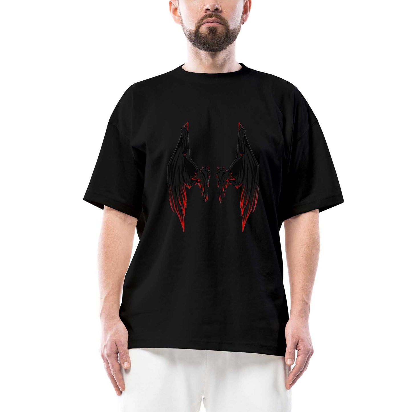 Lucifer Black Wing Oversize Siyah Tişört