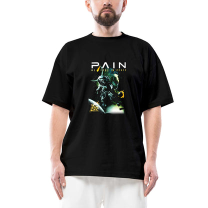 Pain We Come in Peace Oversize Siyah Tişört
