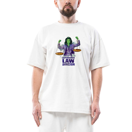 She Hulk SuperHuman Law Division Oversize Beyaz Tişört