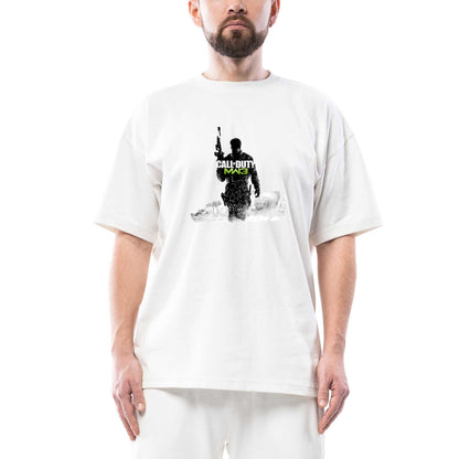 Call Of Duty Silhouette M3 Oversize Beyaz Tişört