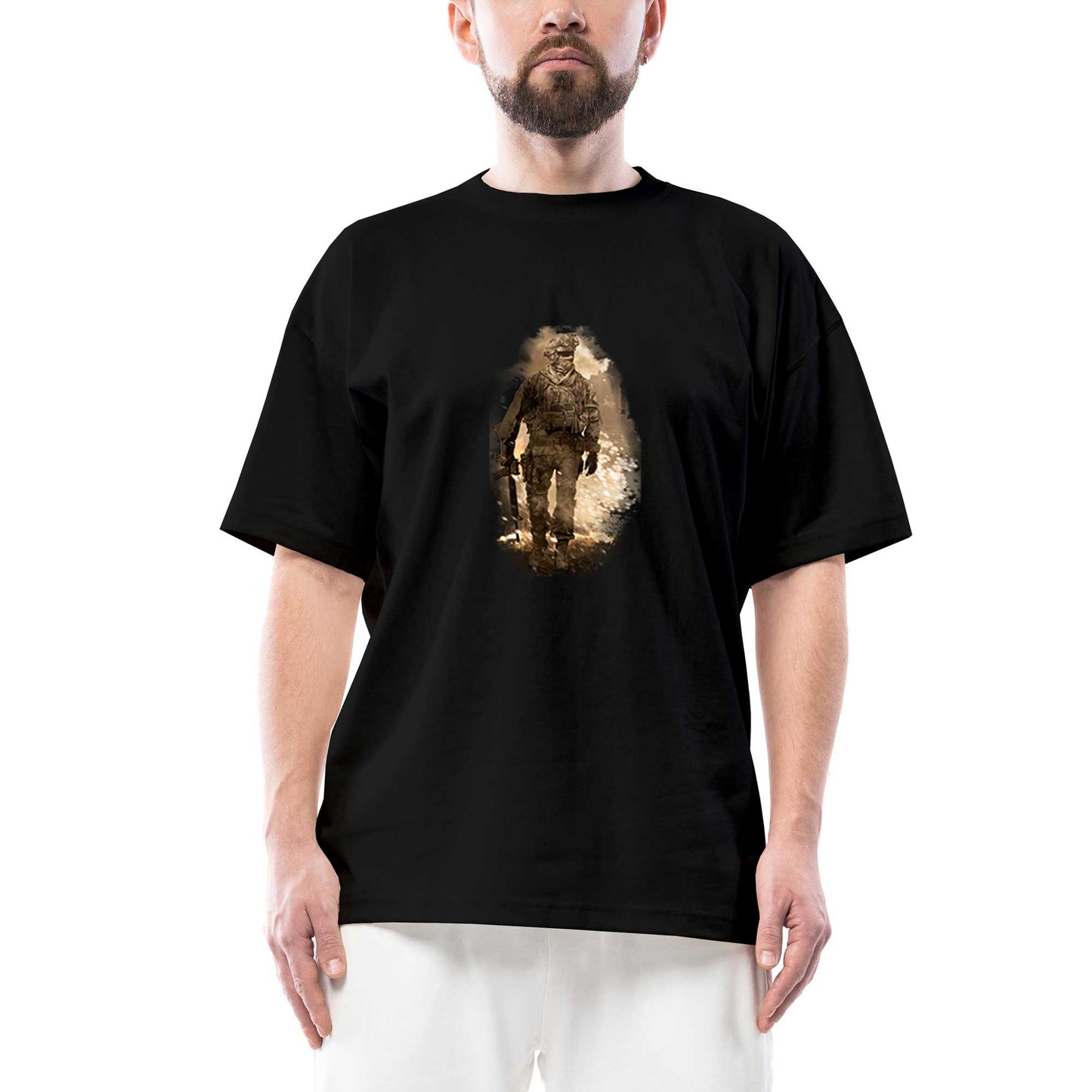 Call Of Duty Soldier Oversize Siyah Tişört