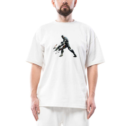 Crysis Warrior Oversize Beyaz Tişört
