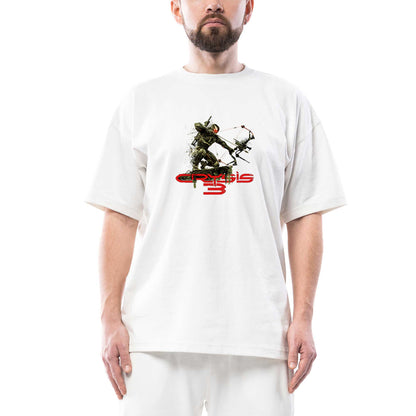 Crysis Level Three Warrior Oversize Beyaz Tişört