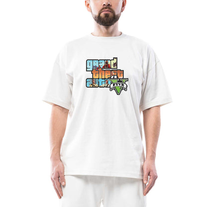 Grand Theft Auto Five Mans Oversize Beyaz Tişört