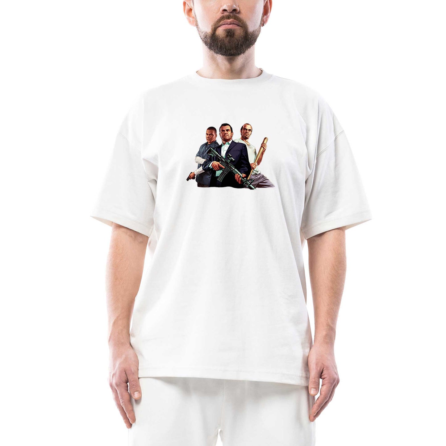 GTA Assassin Business Mans Oversize Beyaz Tişört