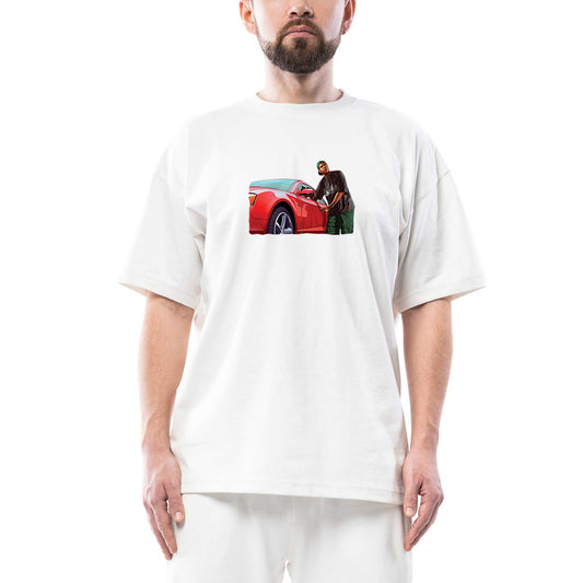 GTA Car Thief Man Oversize Beyaz Tişört