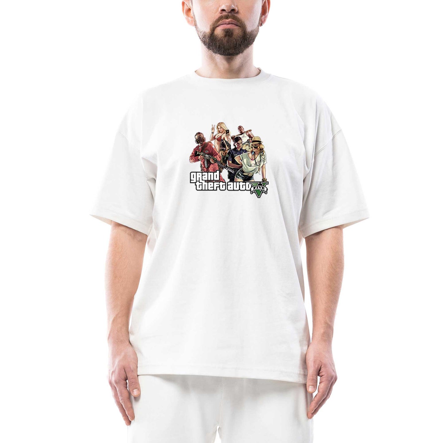 Grand Theft Auto Five Team Oversize Beyaz Tişört