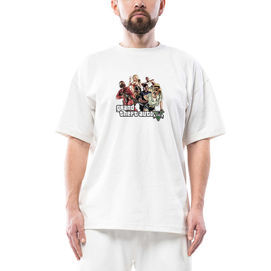 Grand Theft Auto Five Team Oversize Beyaz Tişört