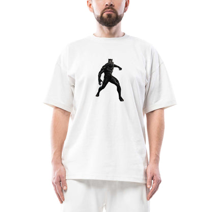 Black Panter Silhouette Oversize Beyaz Tişört