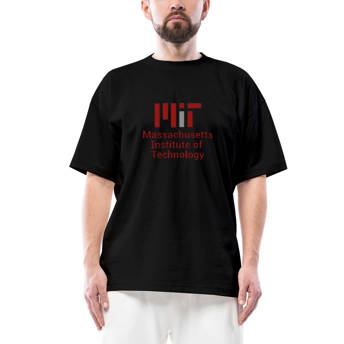 Massachusetts Institute Of Technology Logo Oversize Siyah Tişört