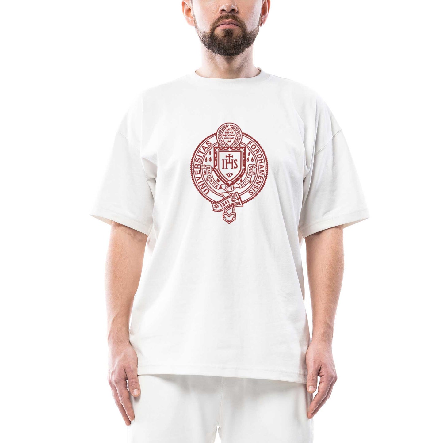 Fordham University Logo Oversize Beyaz Tişört