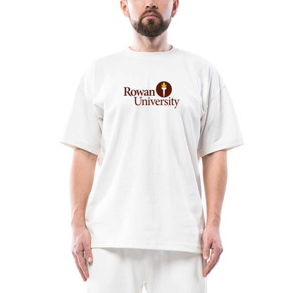 Rowan University Logo Text Oversize Beyaz Tişört