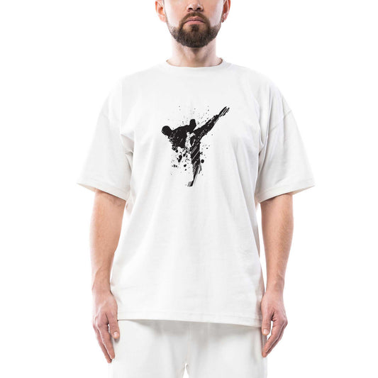 World Karete Fighter Oversize Beyaz Tişört