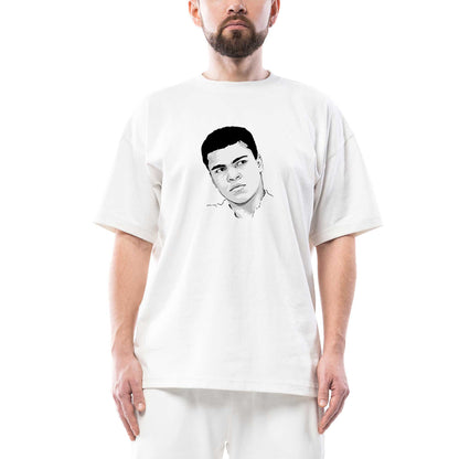 Muhammed Ali Drawing Oversize Beyaz Tişört