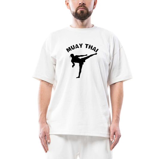 Karate Muay Thai Silhouette Oversize Beyaz Tişört