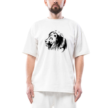 Black Lion Silhouette Oversize Beyaz Tişört