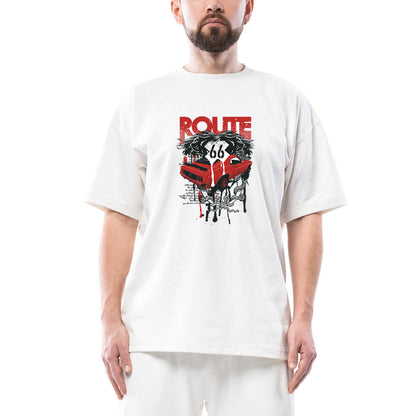 Red Route Car Oversize Beyaz Tişört