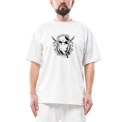 Armed Skeleton Gangsta Oversize Beyaz Tişört