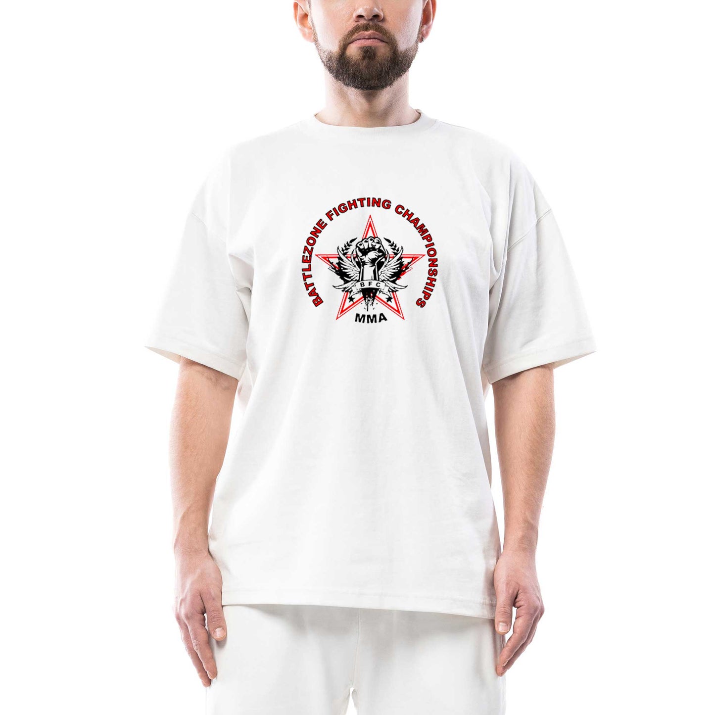 Battlezone Fighting Championship Oversize Beyaz Tişört
