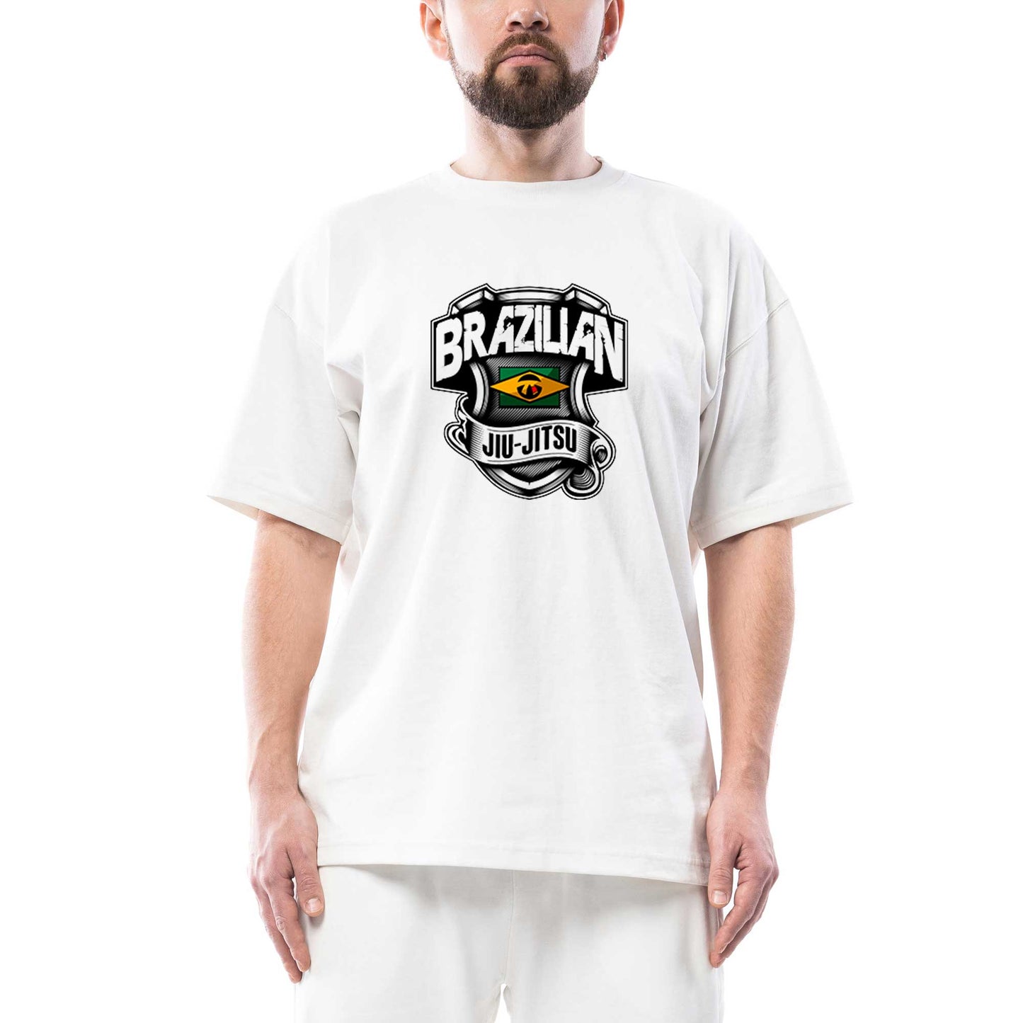 Brezilya Jiujitsusu Oversize Beyaz Tişört
