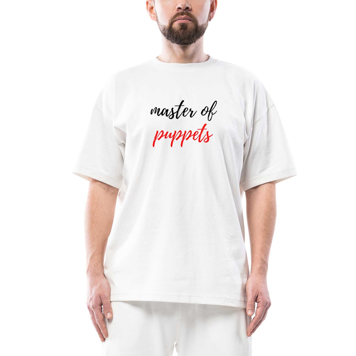 Metallica Master of Puppets Text Oversize Beyaz Tişört