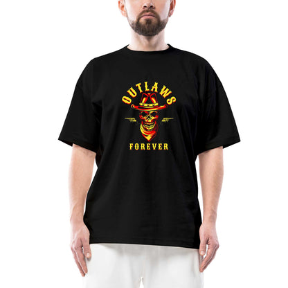 Red Dead Redemption 2 Outlaws Forever Skull Oversize Siyah Tişört