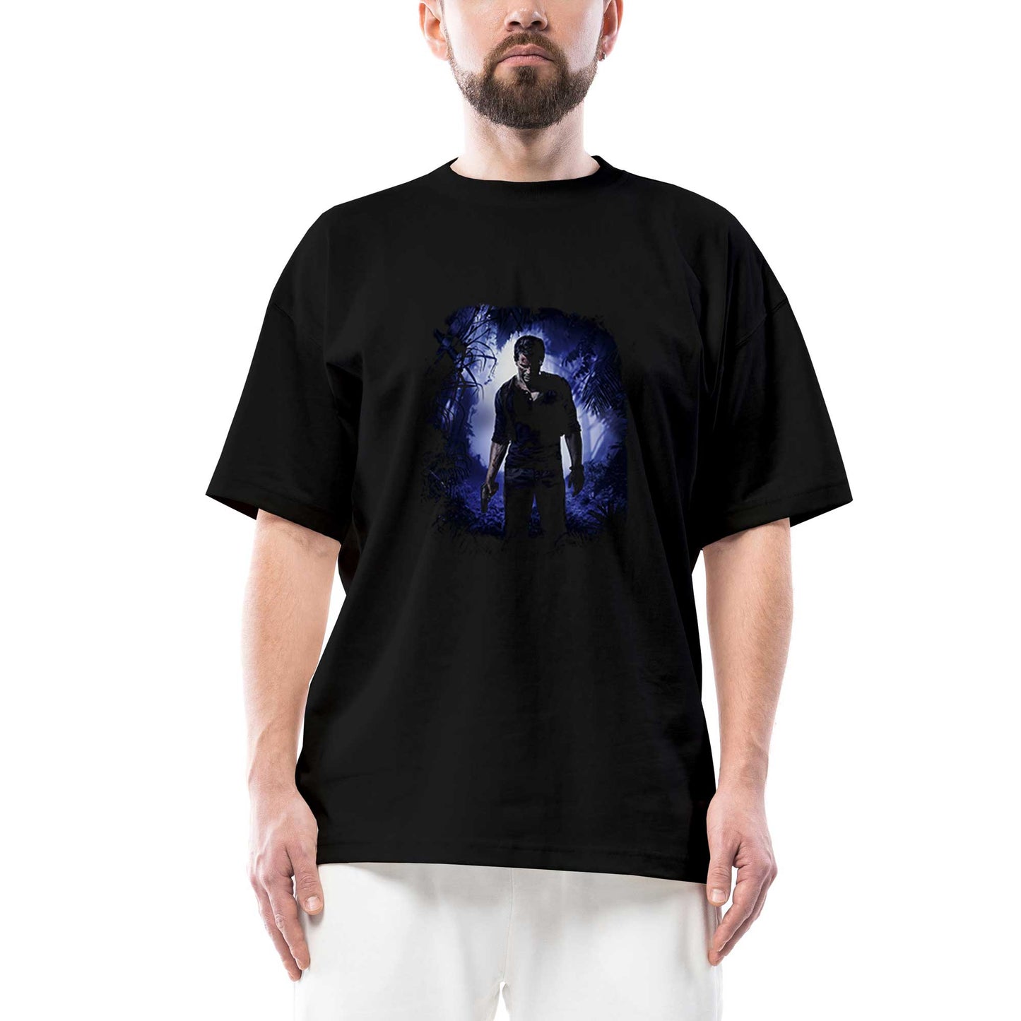 Uncharted 4 Nathan Drake Oversize Siyah Tişört