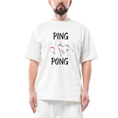 Ping Pong Actor Design Oversize Beyaz Tişört