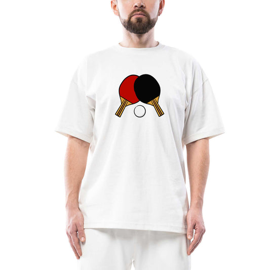 Ping Pong Rackets Colored Oversize Beyaz Tişört